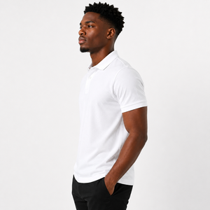 Polo blanc personnalisé pour homme, 100% coton piqué, polo uni à manches courtes, uniforme de golf, uniforme d'entreprise, OEM, ODM, marque privée - Product Image 3