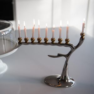 Pillar Decorative Iron Antique Handmade Durable Portable 7-Arm Menorah Candle Holder for Chanukah Home Decor - Product Image 3
