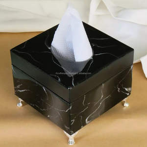 Caja de pañuelos magnéticos de poliresina cuadrada moderna personalizada, caja dispensadora de servilletas de papel facial, soporte de resina - Product Image 4