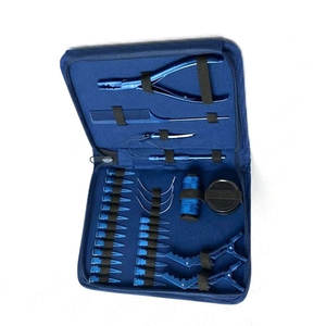 Professional Hair Extension Tools Kit with Crochet <b>Needles</b> Clips Pliers for Installation and Removal Blue <b>Case</b> Metal Components - Product Image 1