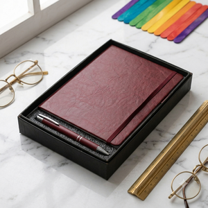 Aurelux RE004 Burgundy PU Leather Cover A5 Multicolor Diary Gift <b>Set</b> for Office Meetings Custom Logo Premium Executive <b>Notebook</b> - Product Image 2