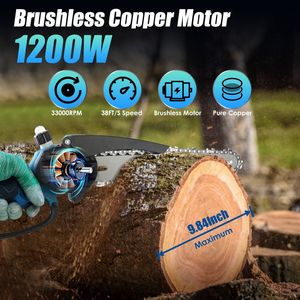 Motosega a Palo 2-in-1 Senza Fili 21V con Batteria, Motore Brushless, Oliatore Automatico, Mini Motosega con Asta di Prolunga per Esterni - Product Image 3