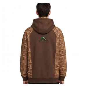 NEXTEX Sweat à capuche unisexe en coton molletonné doux, motif tressé en bois, marron beige, chaud et graphique - Product Image 2