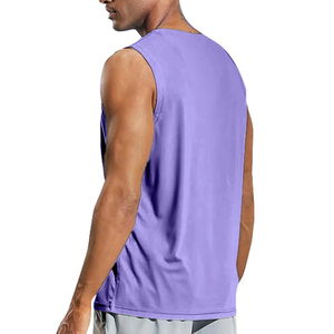 Débardeur Homme Violet Sans Manches Col Rond Tricoté Uni Décontracté Respirant Lavé Séchage Rapide 100% Coton - Product Image 2