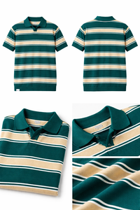 Camiseta Polo a Rayas para Hombre, Mezcla de Algodón, Ropa Casual de Manga Corta, Alta Calidad, Excedente de Exportación - Product Image 2