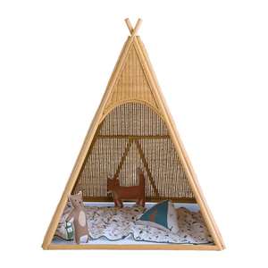 Tente de jeu pour enfants en rotin naturel, tipi wigwam, maisonnette pour tout-petits, décoration de chambre d'enfant bohème, vente en gros - Product Image 1