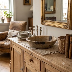Plateau de service vintage indien en bois pour pétrir la pâte, avec support métallique, style rustique, pour bougies, serviettes, console ou table basse - Product Image 2