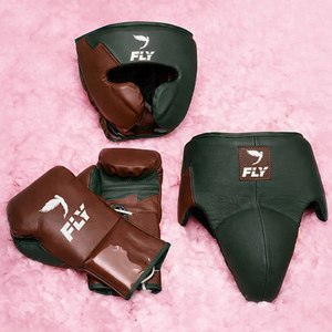 Guantes de MMA y Kit de Sparring de Boxeo de Última Generación, Verde Oscuro y Marrón, Cuero Genuino, Logotipo Personalizado OEM/ODM, Transpirables y que Absorben la Humedad - Product Image 1