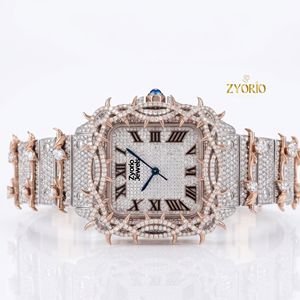 Reloj de Lujo para Hombre con Bisel de Espinas en Oro Rosa y Esfera Cuadrada, Reloj de Pulsera de Cuarzo de Acero Inoxidable - Product Image 2