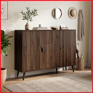 Mueble Zapatero Moderno de Madera con 4 Puertas, Gran Capacidad, para Entrada o Pasillo, Madera de Nogal Columbia SC313, Venta al Por Mayor - Product Image 1