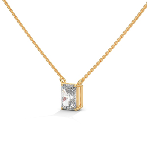 Lab Grown Diamond <b>Pendant</b> Necklace Emerald Cut <b>Solid</b> <b>Gold</b> Chain Jewelry for Wedding Anniversary Gift - Product Image 2
