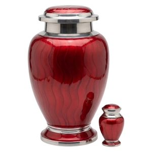 Handcrafted <b>Emerald</b> <b>Green</b> Adult Cremation Vessel – <b>Decorative</b> Metal Memorial Urn with Ocean Wave Pattern & Silver Accent Bands - Product Image 6