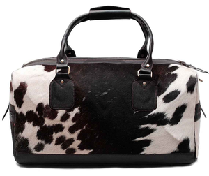 Sac de voyage en cuir de vachette premium, fait main, en cuir véritable à poils, sac de week-end pour hommes et femmes, durable, bagage à main - Product Image 6