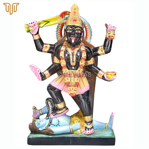 Estatua de Kali Maa de Mármol con Cuatro Brazos - 12 Pulgadas, Espada y Guirnalda Simbólica |   Hecho a mano por MALIYAS Jaipur - Product Image 2
