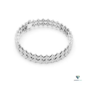 5.12 CT White <b>Gold</b> Round Lab Grown Diamond Bracelet in 14K <b>Solid</b> <b>Gold</b>, Geometric Cluster Link Statement Bracelet - Product Image 3