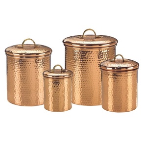 Elegant Hammered Copper Kitchen Storage <b>Jars</b> Set with Lid, Airtight Food Containers for Coffee Tea Sugar, Premium Copperware - Product Image 5