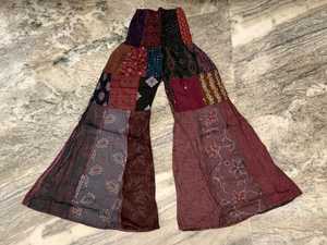 Handmade Patchwork Cotton Palazzo Pants Boho Wide-Leg <b>Trousers</b> Loose Fit Bell Bottoms <b>Summer</b> Eco-Friendly Breathable - Product Image 4