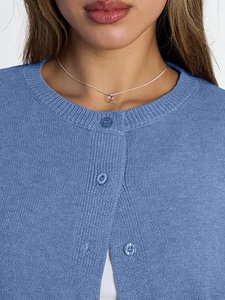 Cárdigan de punto azul para mujer, manga larga, cuello redondo, con botones, informal, para otoño - Product Image 6