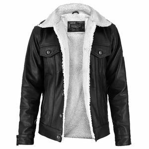 2026 Unisex Black Faux Leather <b>Shearling</b> <b>Jacket</b> Spring Coat Nylon Lining Zipper Front Streetwear - Product Image 4