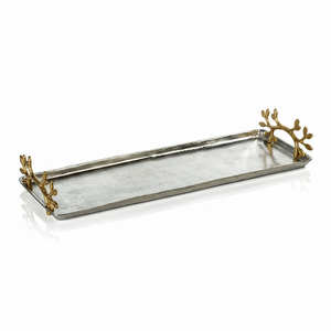 Plateaux en aluminium à poignée dorée, forme personnalisée, pour service alimentaire sur table, utilisés dans les hôtels et les mariages – Vente chaude - Product Image 6