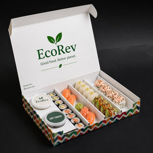 Wholesale Biodegradable Paper Sushi Packaging Takeout Disposable Eco-Friendly Food <b>Containers</b> UV Coating Customized Logo Boxes - Product Image 3