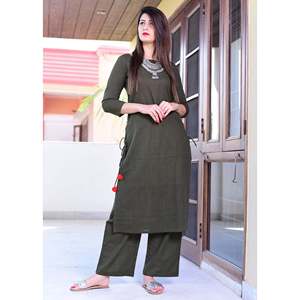 Ensemble de costume pour femme en coton vert respirant taille XS - Product Image 4