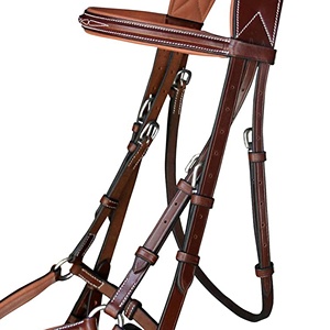 उच्च गुणवत्ता वाले भारतीय गाय चमड़े के परमाणु घोड़े की ब्राइडल स्टाइलिश फैंसी डिजाइन आकृति 8 नोसेबैंड वर्ग ने क्राउन लुभावनी - Product Image 6