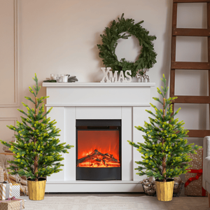 Árbol de Navidad Artificial de 1.2 m (4 pies) de Doble Tono, Paquete de 2 con Soporte y Maceta, Árbol de Pino Navideño en Maceta con 119 Ramas para Fiestas - Product Image 6