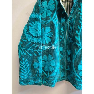 Embroidered Floral Velvet Blazer <b>Women's</b> Shawl Collar Full Sleeve Regular Length Autumn <b>Single</b> <b>Breasted</b> Jacket - Product Image 3