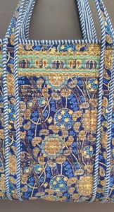 Sacs fourre-tout bohèmes matelassés à motif floral en toile avec chaînes, fermeture éclair bleue et dorée, sacs de plage pour femmes toutes saisons - Product Image 2