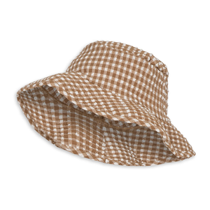 High Quality Brown Checkered Cotton Poplin Bucket <b>Hat</b> Unisex Casual Spring <b>Summer</b> Style - Product Image 3