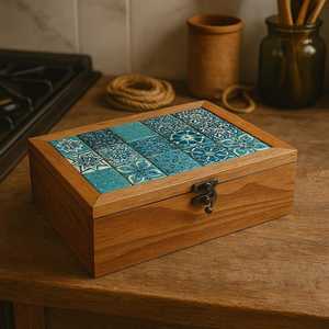 Caja organizadora de joyas de madera de mango UO con patrón personalizado grabado, artículo de decoración para el hogar y la oficina, precio de fábrica - Product Image 3