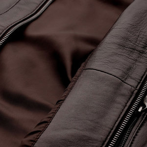 Veste en cuir marron pour femme, coupe ajustée, zippée, style décontracté, vente en gros - Product Image 5