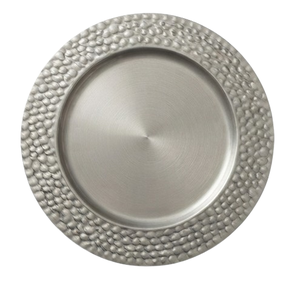 Assiette de service alimentaire en argent martelé, assiette de présentation pour service de dîner, organisateur de mariage, vaisselle pour traiteur et événements - Product Image 4