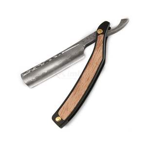 Rasoir droit noir mat professionnel pour barbier, outil de rasage à manche large, shavette au design personnalisé - Product Image 5