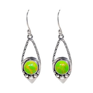 COPPER GREEN TURQUOISE <b>Silver</b> Plated Brass <b>Dangle</b> <b>EARRING</b> - Product Image 1