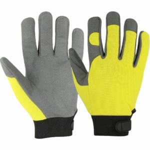 Gants de sécurité en cuir synthétique robuste, bouts des doigts texturés, bracelet réglable, antidérapants, antistatiques, ignifuges, 11 oz - Product Image 1