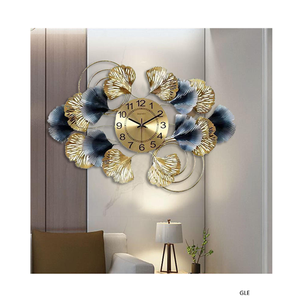 Luxury Modern Leaf Shape Wall <b>Clock</b> Hanging Art Gold Metal Wall Watch for Home Living Room Decorations - Product Image 6