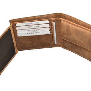 Men's Suede Fold <b>Wallet</b> Multi-Card Holder Normcore Minimalist Style Short Length Brown Leather Interior - Product Image 1