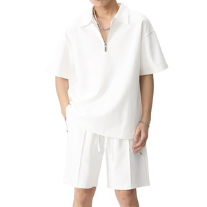 Ensemble de costume décontracté pour homme en coton respirant, taille plus, deux pièces, avec short et manches courtes, personnalisable - Product Image 4