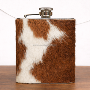 ปลอกกระติกน้ำสแตนเลส 7 ออนซ์ หุ้มด้วยหนังแท้ลายขนสัตว์ สไตล์เรสติกแบบตะวันตก ปลอกกระติกวิสกี้แบบกำหนดเองได้ - Product Image 3