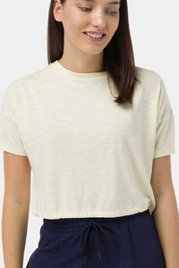 Camiseta Corta para Mujer, Cuello Redondo, Manga Corta, Color Sólido, Corte Holgado, Estilo Casual, 100% Algodón Tejido, Transpirable, Primavera Verano - Product Image 3