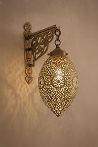 Handmade Brass Lantern <b>Wall</b> <b>Sconce</b> With Intricate Cutout Design For Home Decoration - Product Image 1