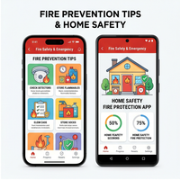Application de sécurité incendie RoyalCraft Enterprise : alertes d'urgence, conseils de prévention des incendies, guide d'évacuation et SOS pour iOS/Android/Linux/Mac