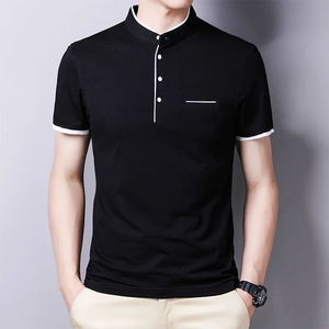 2026 New Men's Casual and Fashionable Solid Color Short Sleeved Stand Up <b>Collar</b> <b>T</b>-<b>shirt</b> Summer Versatile and Comfortable Top - Product Image 5
