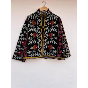Handmade Suzani Embroidery Cotton Velvet Autumn Winter Festive Floral <b>Jacket</b> - Product Image 1