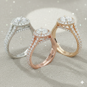 Bague de fiançailles ronde à halo de diamants, plaquée or et platine, pour un style minimaliste certifié - Product Image 6