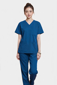 Ensemble de blouses d'infirmière personnalisées unisexes en coton Oxford, uniformes médicaux en spandex bidirectionnel, poche brodée sur la poitrine, lavables, pour hôpital - Product Image 3