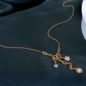 สร้อยคอเพชรทรงหยดน้ำประดับดาว ดีไซน์แบบหลายจุดเชื่อมต่อกัน - Product Image 3