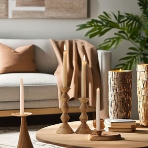 Bougeoir en bois rond fait à la main pour la décoration de la maison pour les mariages, la Saint-Valentin et Noël - Product Image 4